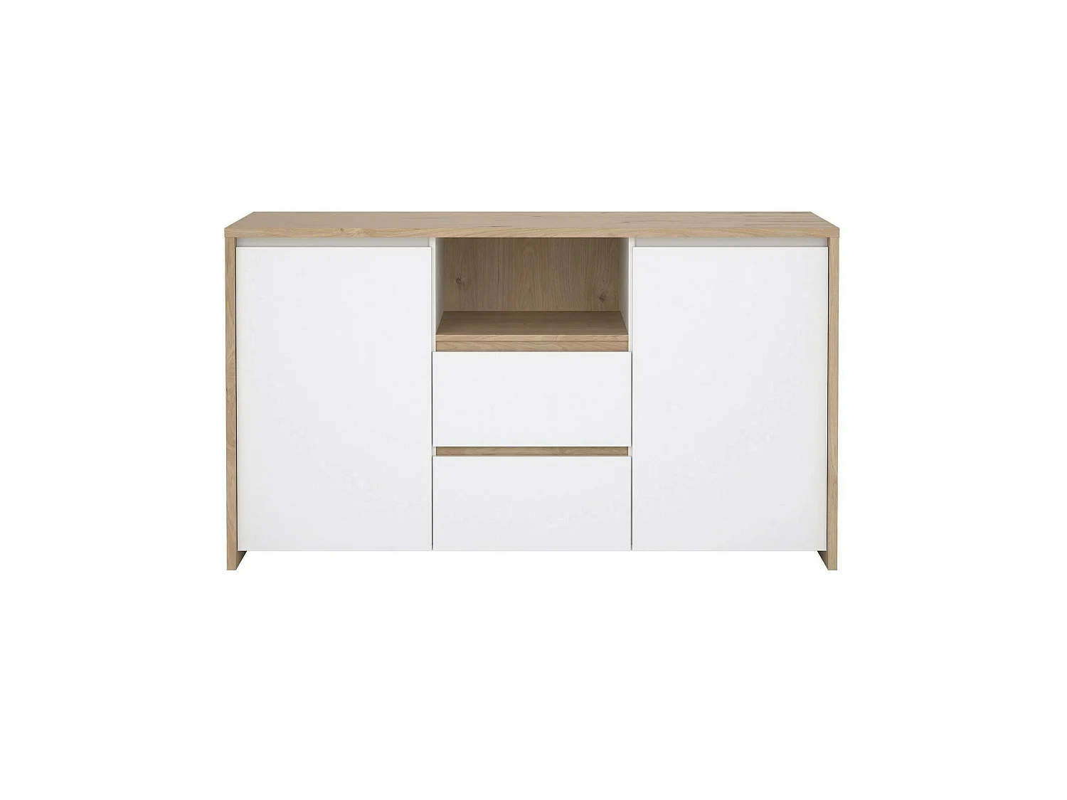 Aparador Dsalva, Buffet de sala, Aparador de sala, Despensa de cozinha, 149x48 h84 cm, Carvalho e Branco