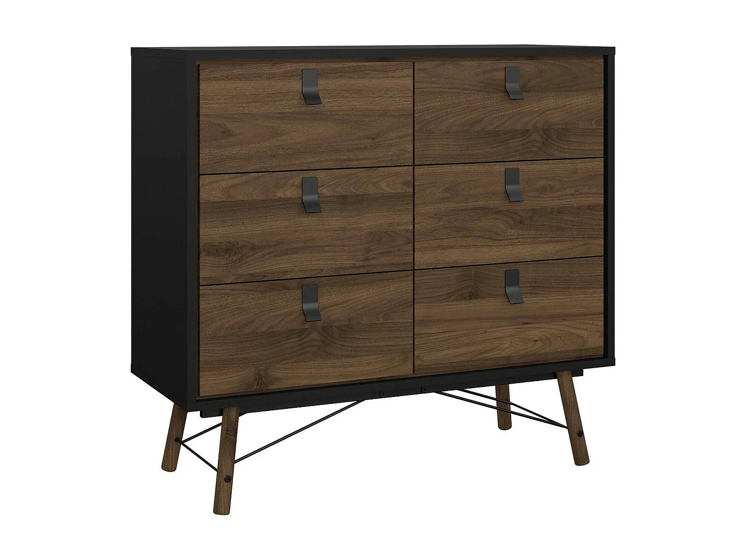 Buffet Drossitt, Buffet du salon, Commode de salon, Garde-manger de cuisine, 102x40 h95 cm, Noir et Noyer