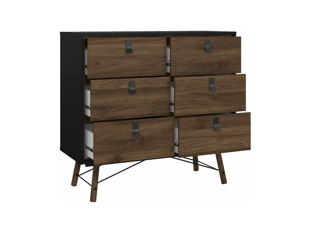 Buffet Drossitt, Buffet du salon, Commode de salon, Garde-manger de cuisine, 102x40 h95 cm, Noir et Noyer