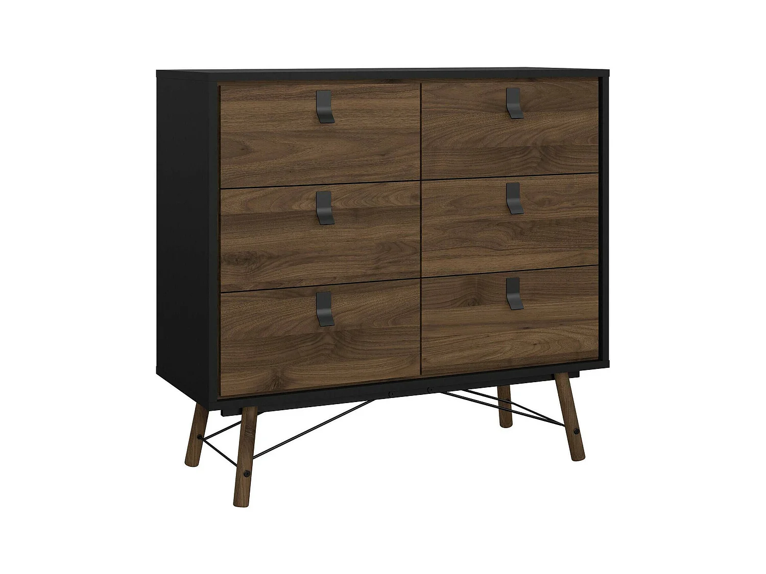 Buffet Drossitt, Buffet du salon, Commode de salon, Garde-manger de cuisine, 102x40 h95 cm, Noir et Noyer
