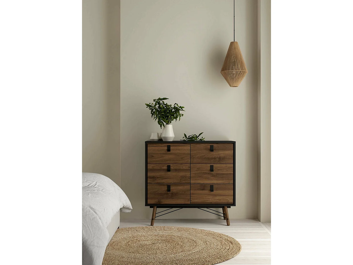 Aparador Drossitt, Buffet de sala, Aparador de sala, Despensa de cozinha, 102x40 h95 cm, Preto e Nogueira