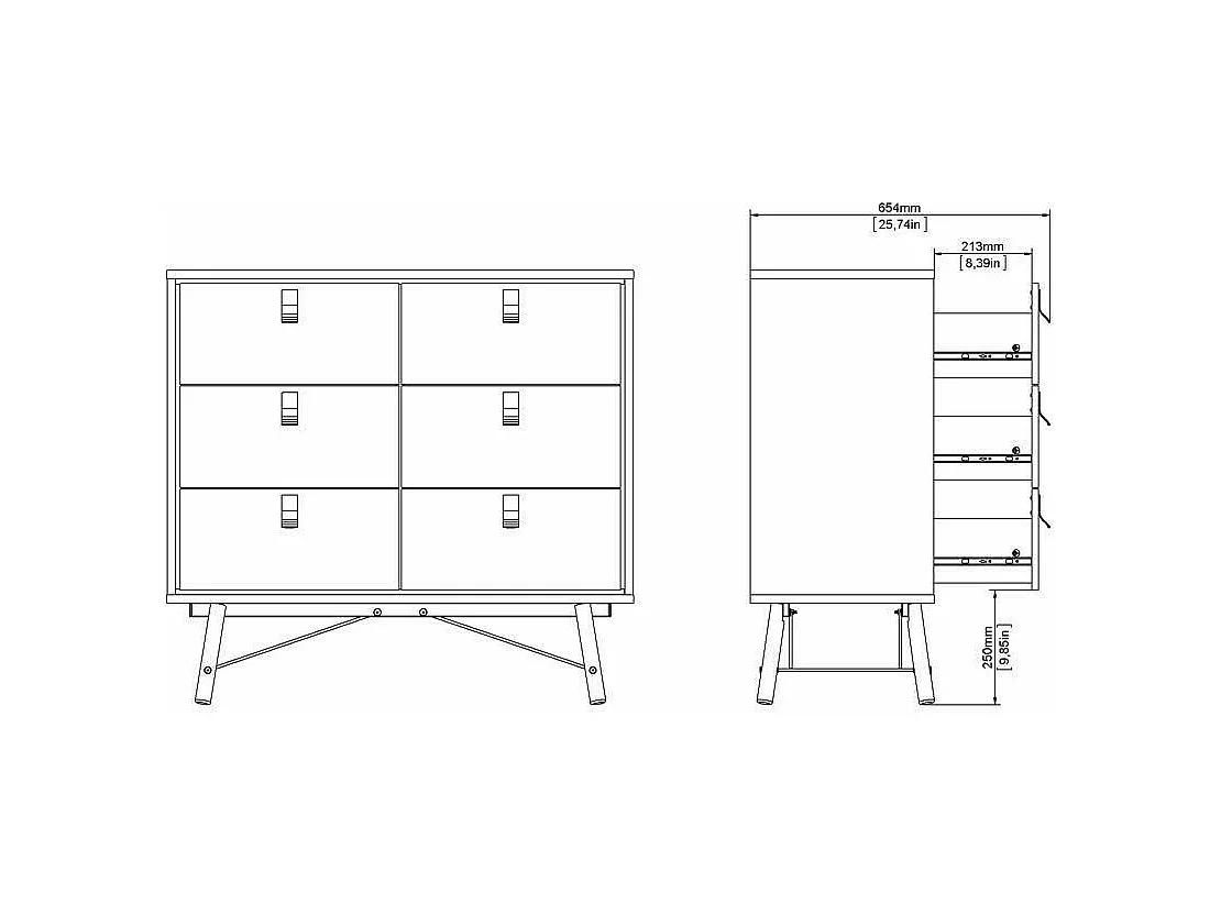 Aparador Drossitt, Buffet de sala, Aparador de sala, Despensa de cozinha, 102x40 h95 cm, Preto e Nogueira