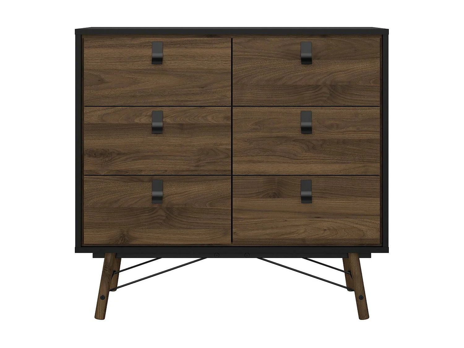 Aparador Drossitt, Buffet de sala, Aparador de sala, Despensa de cozinha, 102x40 h95 cm, Preto e Nogueira