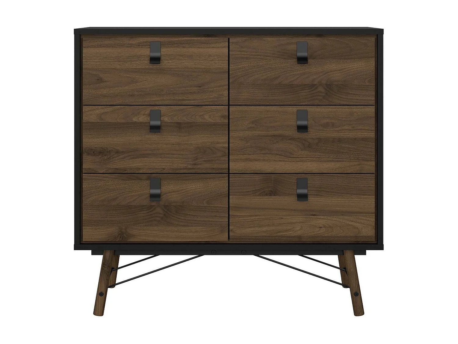 Drossitt dressoir, Woonkamerbuffet, Woonkamerdressoir, Keukenkast, 102x40 h95 cm, Zwart en Walnoot
