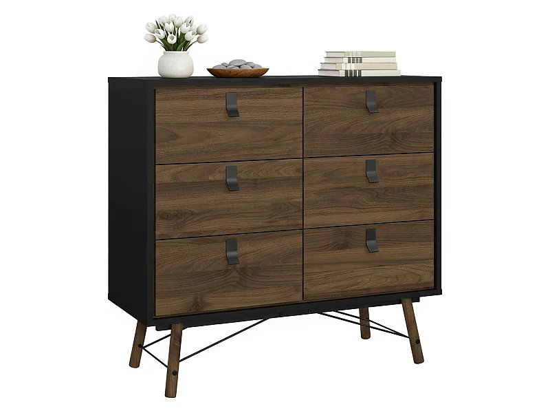 Buffet Drossitt, Buffet du salon, Commode de salon, Garde-manger de cuisine, 102x40 h95 cm, Noir et Noyer