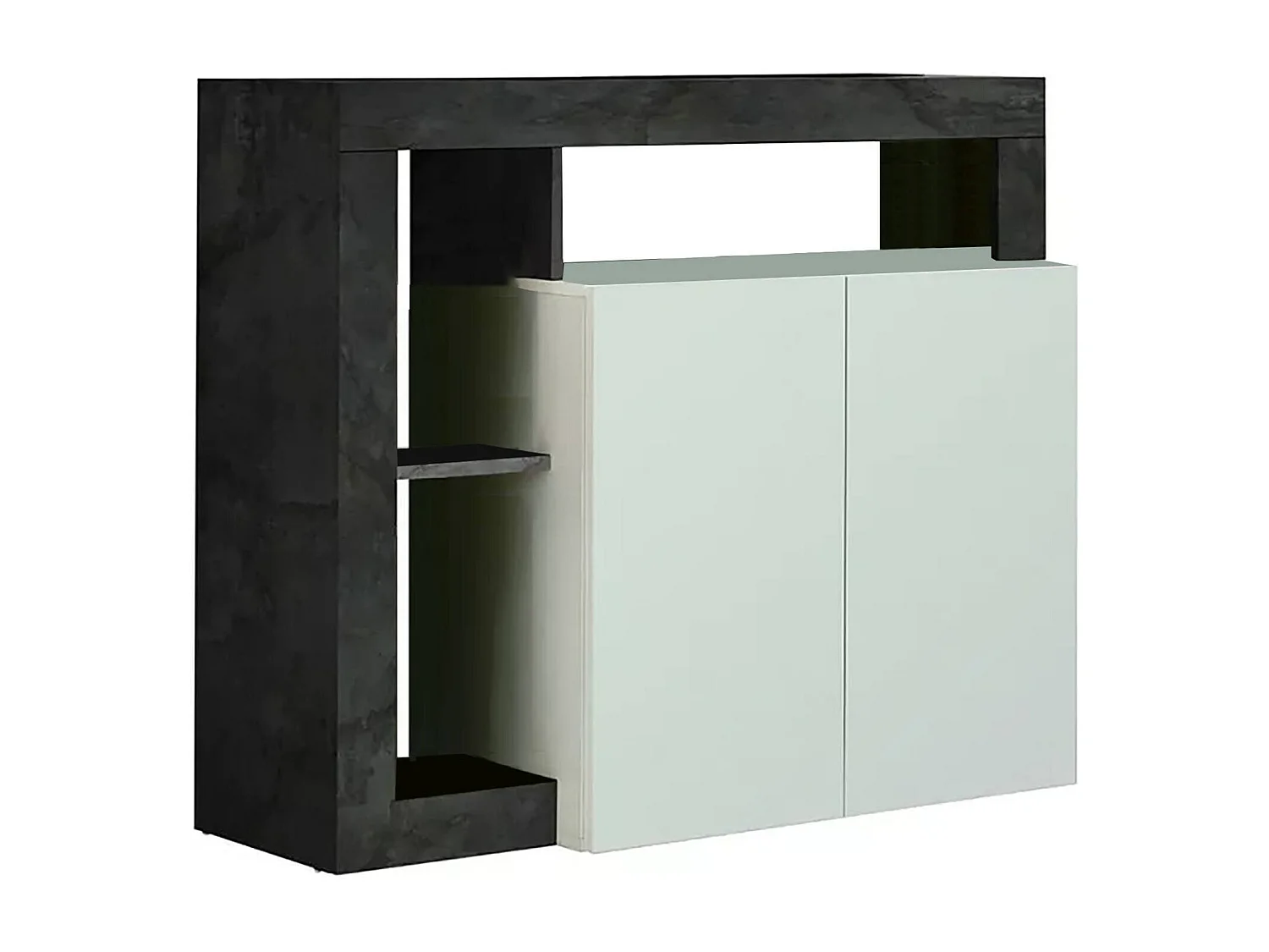 Buffet Dalle, Buffet du salon, Commode de salon, Garde-manger de cuisine, Made in Italy, 108x42 h93 cm, Blanc brillant et ardoise