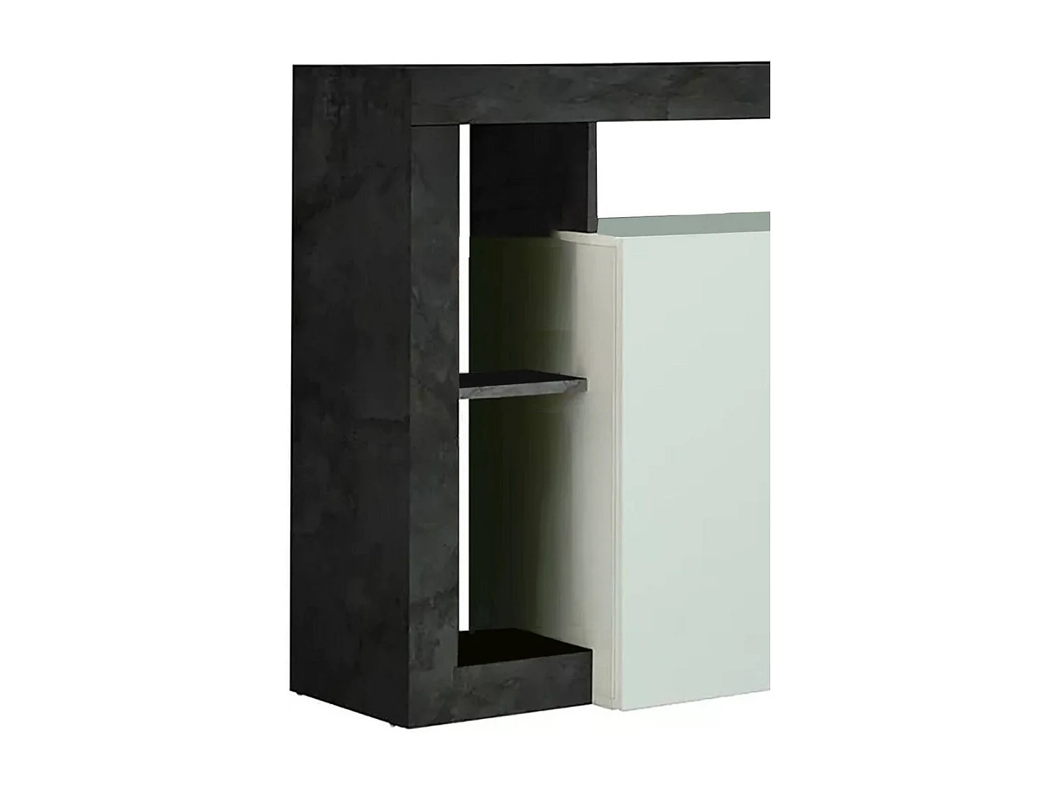 Buffet Dalle, Buffet du salon, Commode de salon, Garde-manger de cuisine, Made in Italy, 108x42 h93 cm, Blanc brillant et ardoise