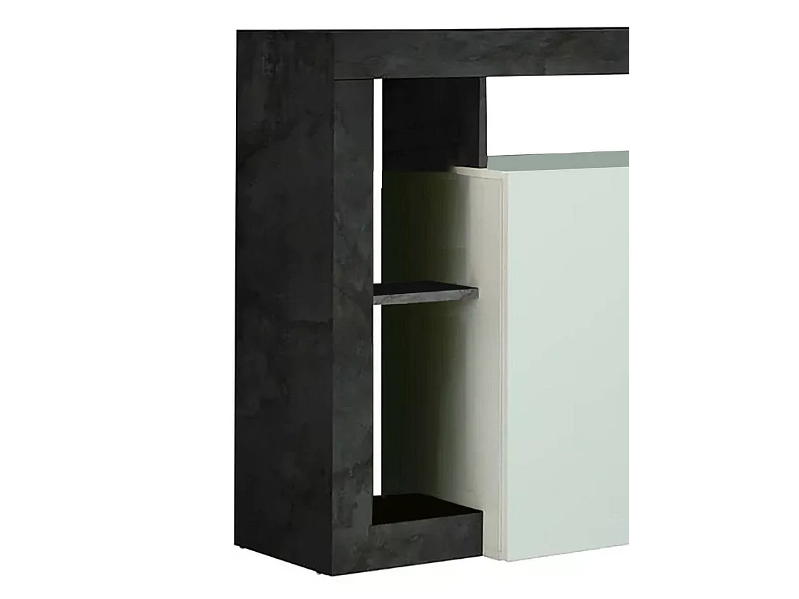 Dalle Dressoir, Woonkamerbuffet, Woonkamerdressoir, Keukenkast, Made in Italy, 108x42 h93 cm, Glanzend wit en Leisteen