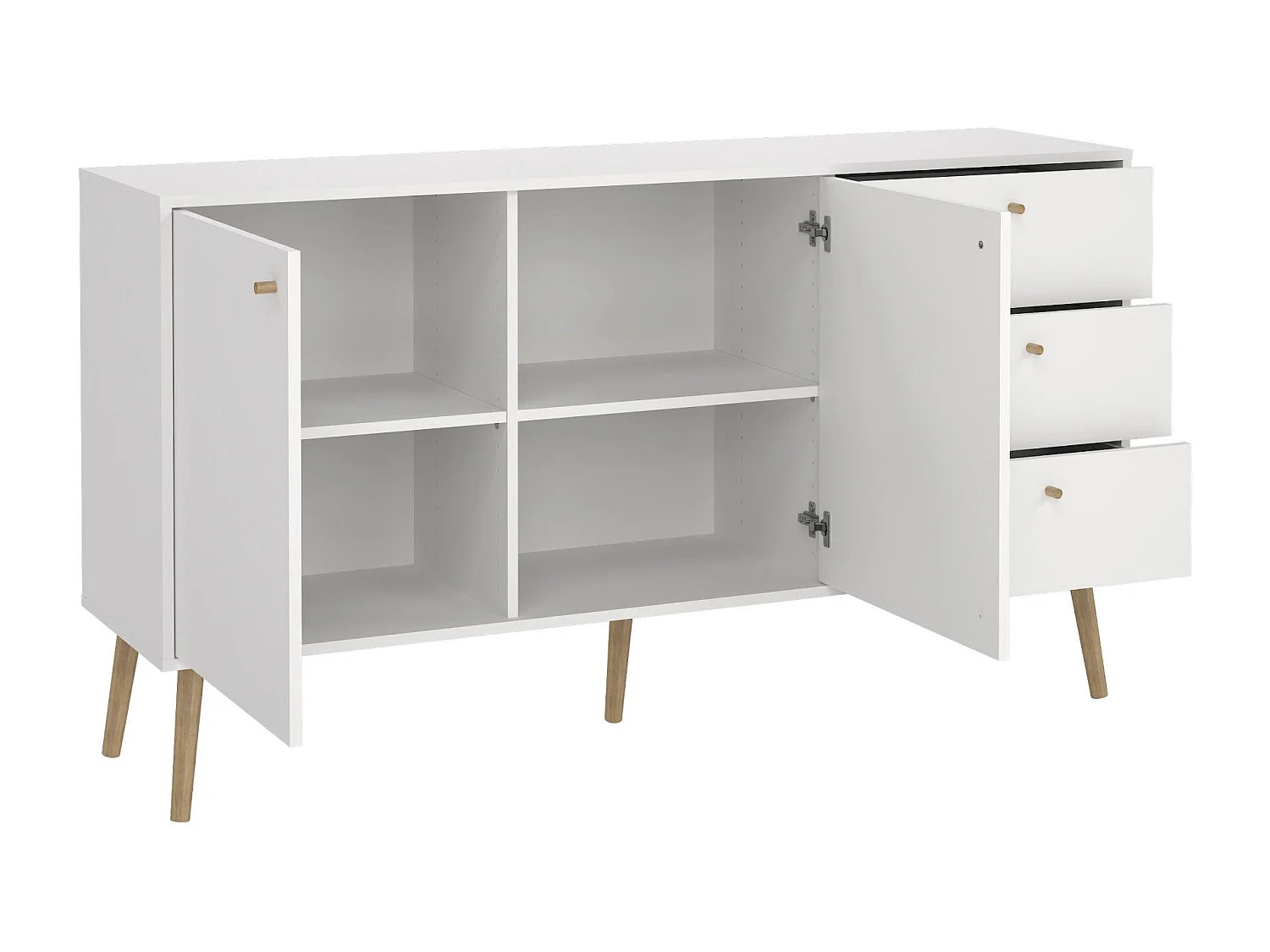 Buffet Dsann, Buffet du salon, Commode de salon, Garde-manger de cuisine, 147x39 h82 cm, Blanc