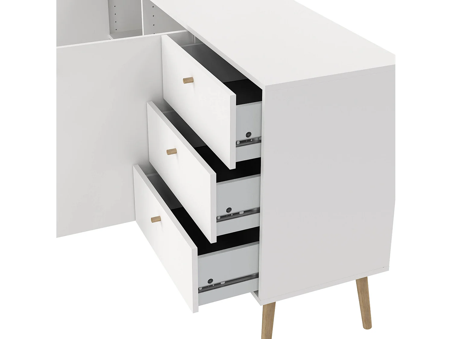 Dmora - Credenza Erina, 147x39 h82 cm, Bianco