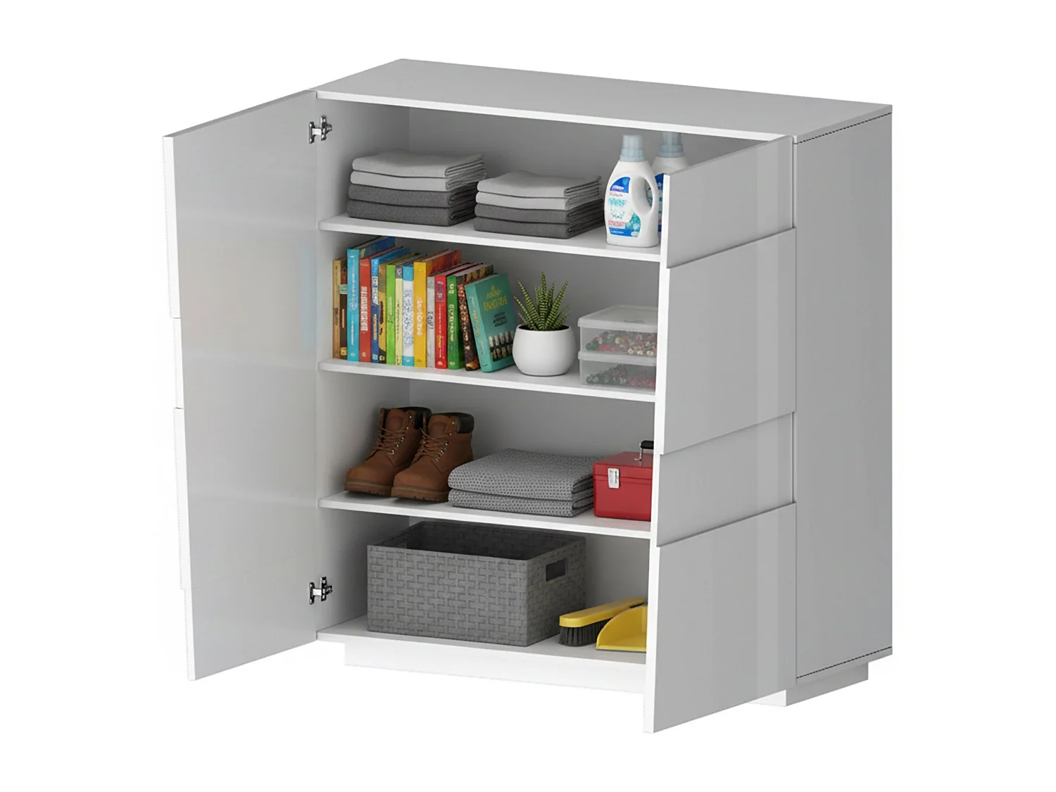 Ddescigli Multifunctionele kledingkast 2 deuren, Multifunctionele kast, 2-deurskast, 120x44h126 cm, Wit