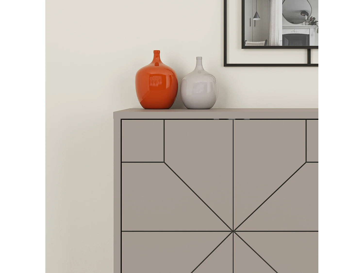 Buffet Dmoscardin, Buffet du salon, Commode de salon, Garde-manger de cuisine, 123x35 h62 cm, Beige