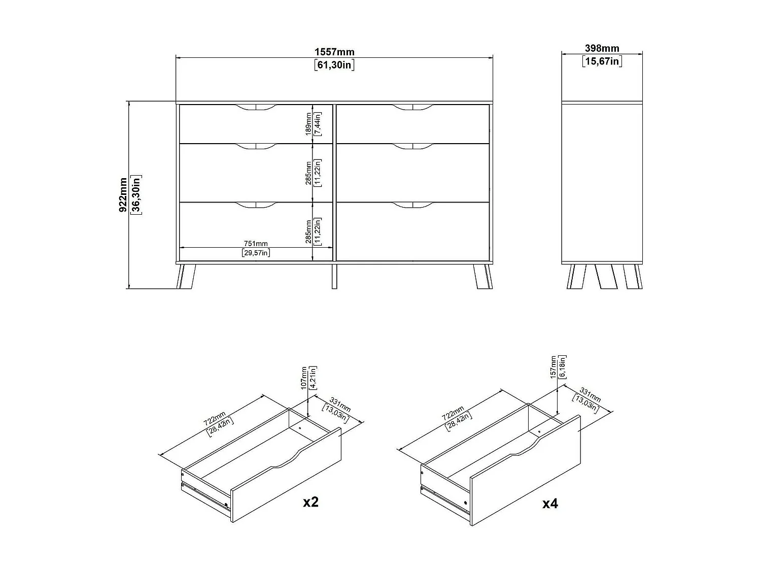 Buffet Drozzi, Buffet du salon, Commode de salon, Garde-manger de cuisine, 156x40 h92 cm, Chêne clair et Blanc