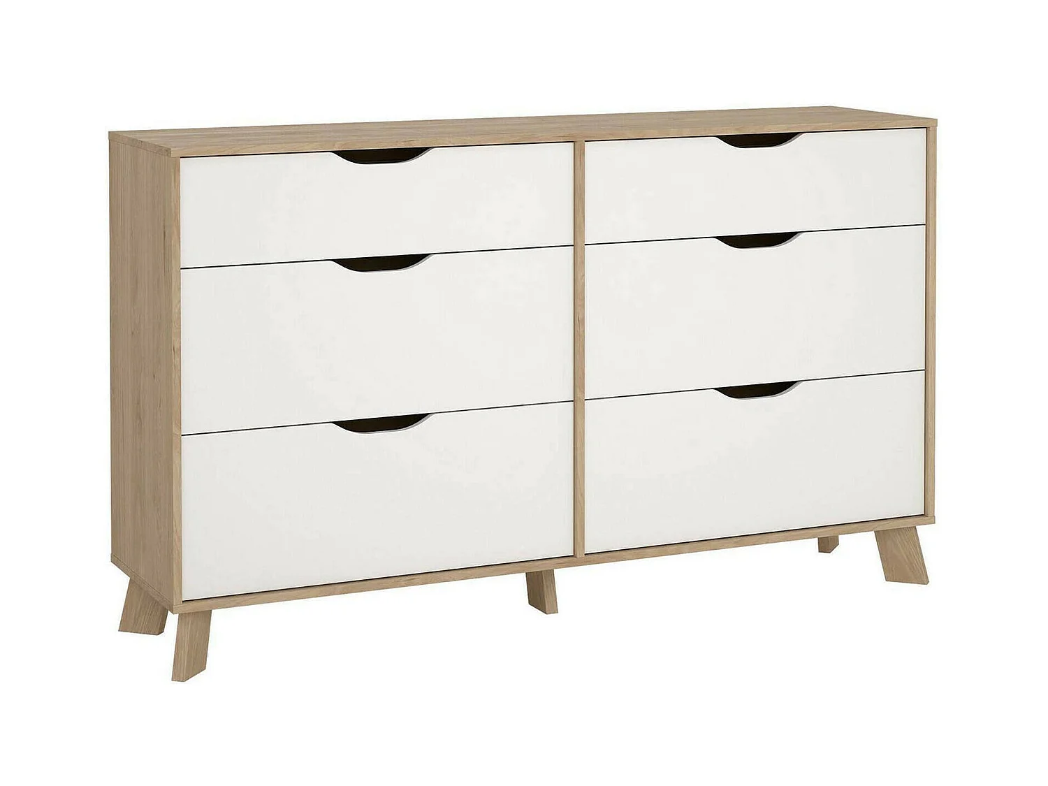 Buffet Drozzi, Buffet du salon, Commode de salon, Garde-manger de cuisine, 156x40 h92 cm, Chêne clair et Blanc