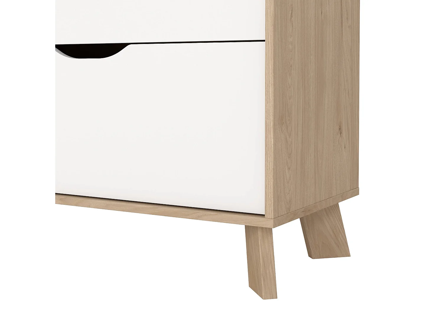 Drozzi dressoir, Woonkamerbuffet, Woonkamerdressoir, Keukenkast, 156x40 h92 cm, Eiken en Wit