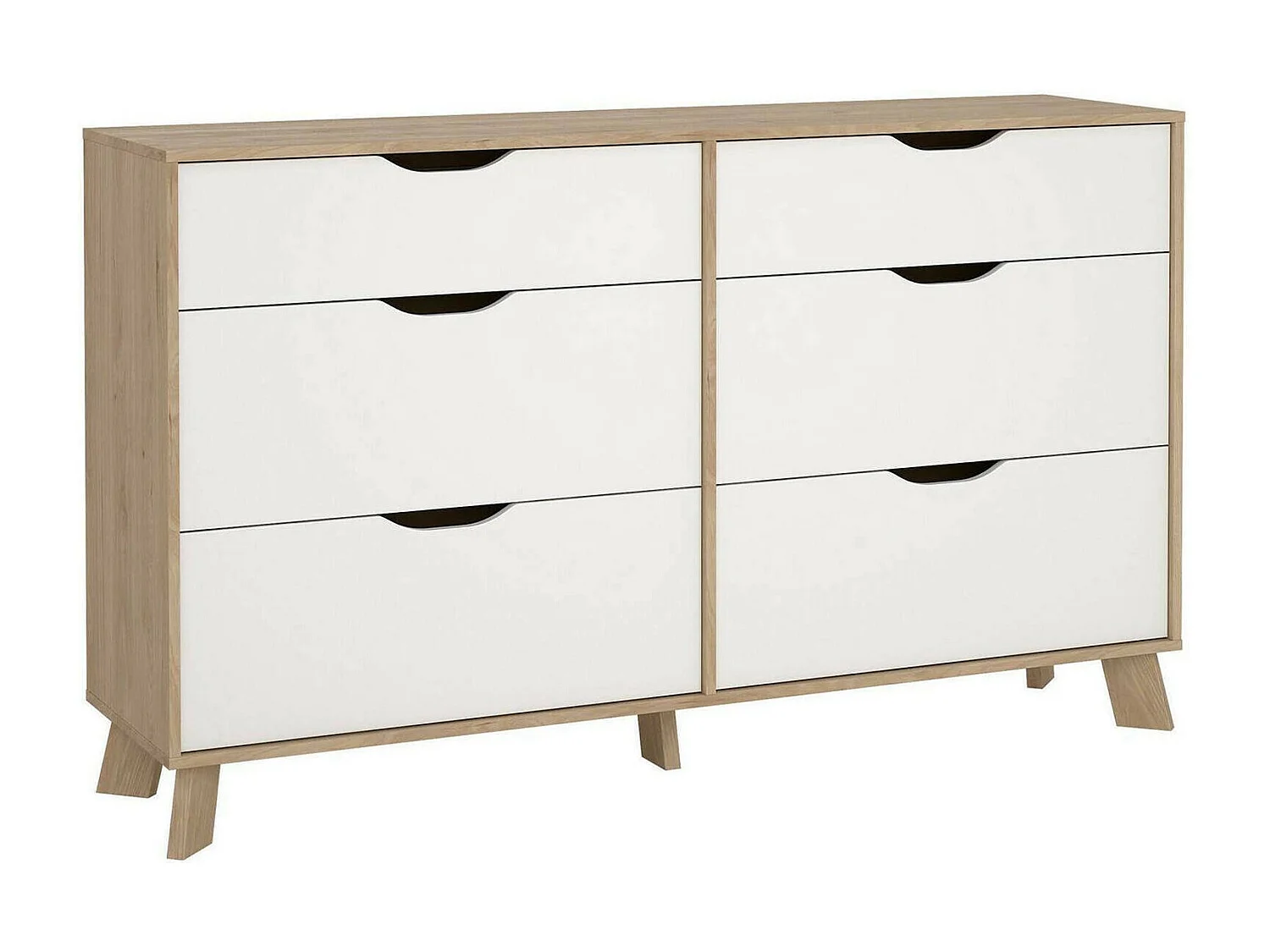 Buffet Drozzi, Buffet du salon, Commode de salon, Garde-manger de cuisine, 156x40 h92 cm, Chêne clair et Blanc