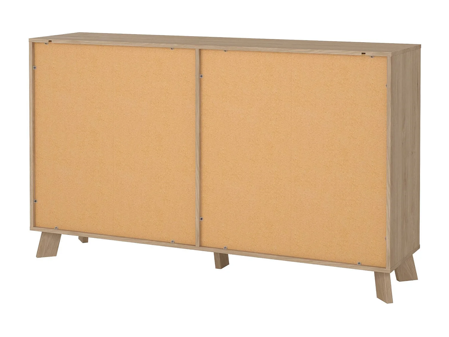 Buffet Drozzi, Buffet du salon, Commode de salon, Garde-manger de cuisine, 156x40 h92 cm, Chêne clair et Blanc
