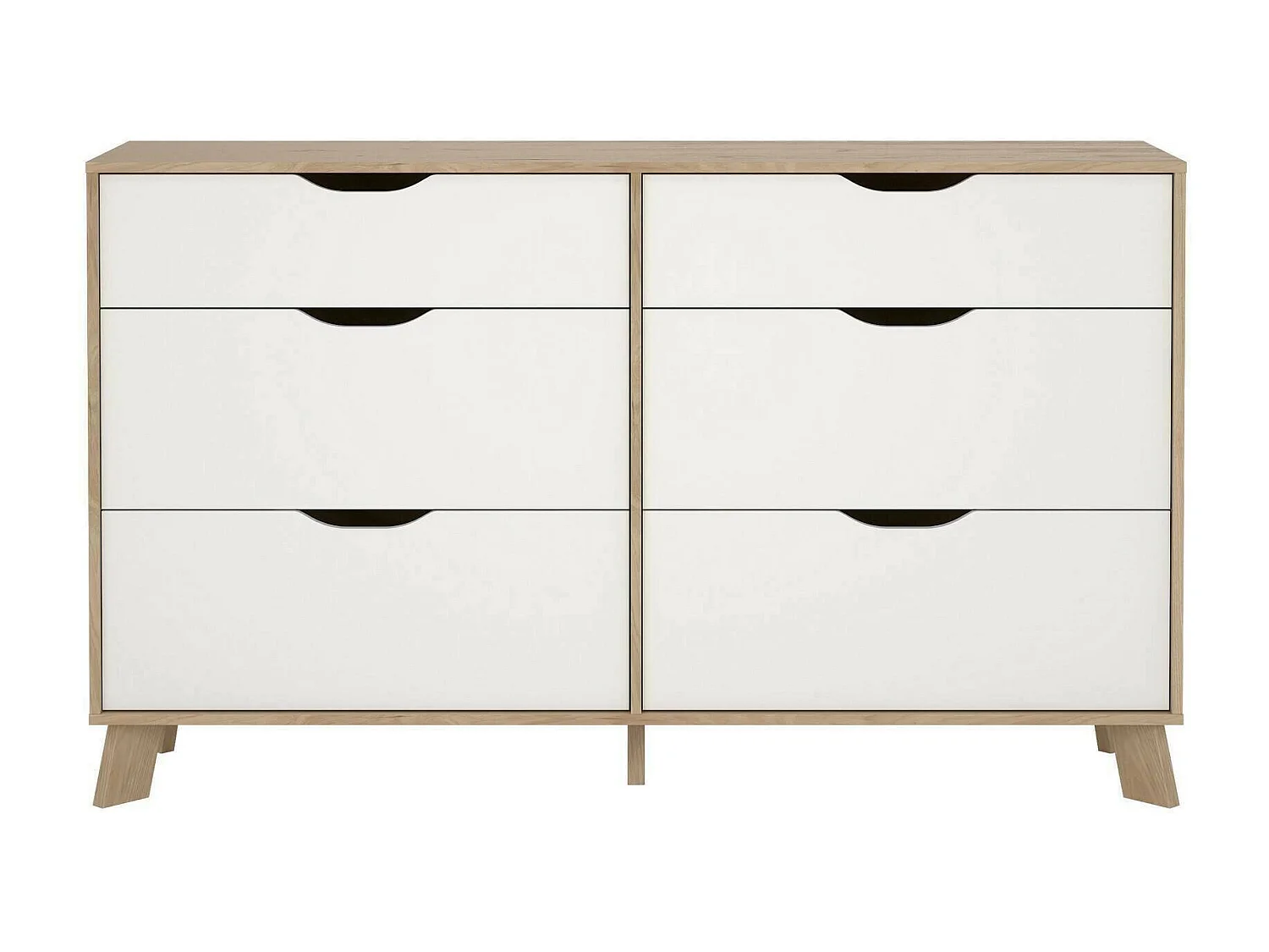 Buffet Drozzi, Buffet du salon, Commode de salon, Garde-manger de cuisine, 156x40 h92 cm, Chêne clair et Blanc