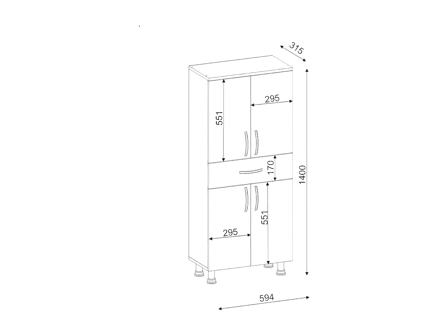 Grande armoire polyvalente Dradovano, Meubles multifonctionnels, Casier à chaussures, Support à chaussures pour armoire, 59x32 h140 cm, Blanc