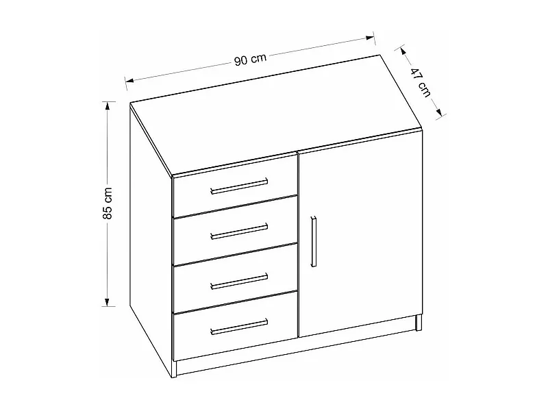 Buffet Dhargi, Buffet du salon, Commode de salon, Garde-manger de cuisine, 90x47 h85 cm, Blanc