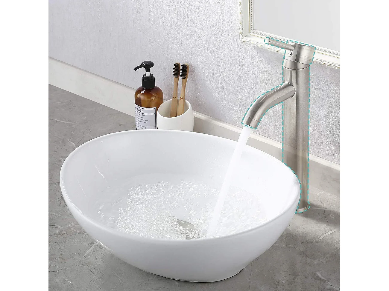 Lavabo Ovale Moderne en Céramique, Évier de Salle de Bain, Bac à Laver Blanc, 410x340x150mm