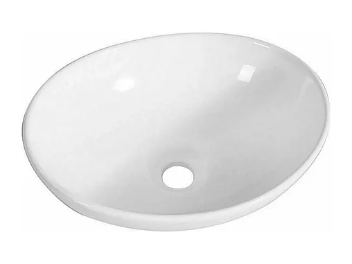 Moderno fregadero ovalado de cerámica, lavabo del baño, bandeja de lavado blanco, 410x340x150 mm