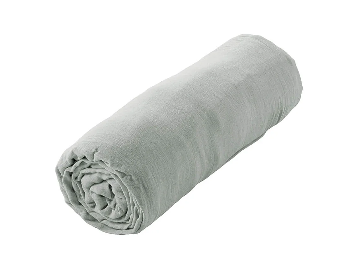 OUREA - Drap Housse 180x200cm Gaze de Coton Eucalyptus