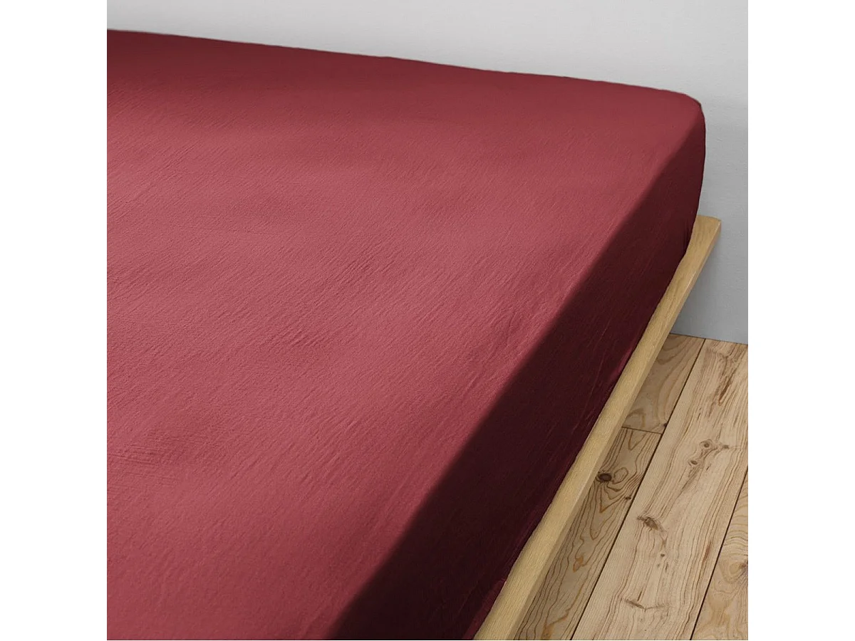 OUREA - Drap Housse 200x200cm Gaze de Coton Lie de vin