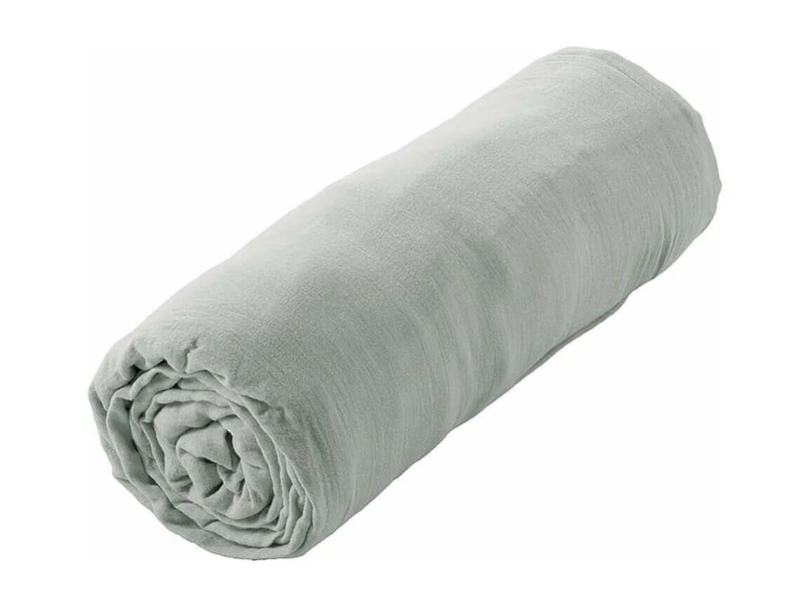 OUREA - Drap Housse 140x190cm Gaze de Coton Eucalyptus