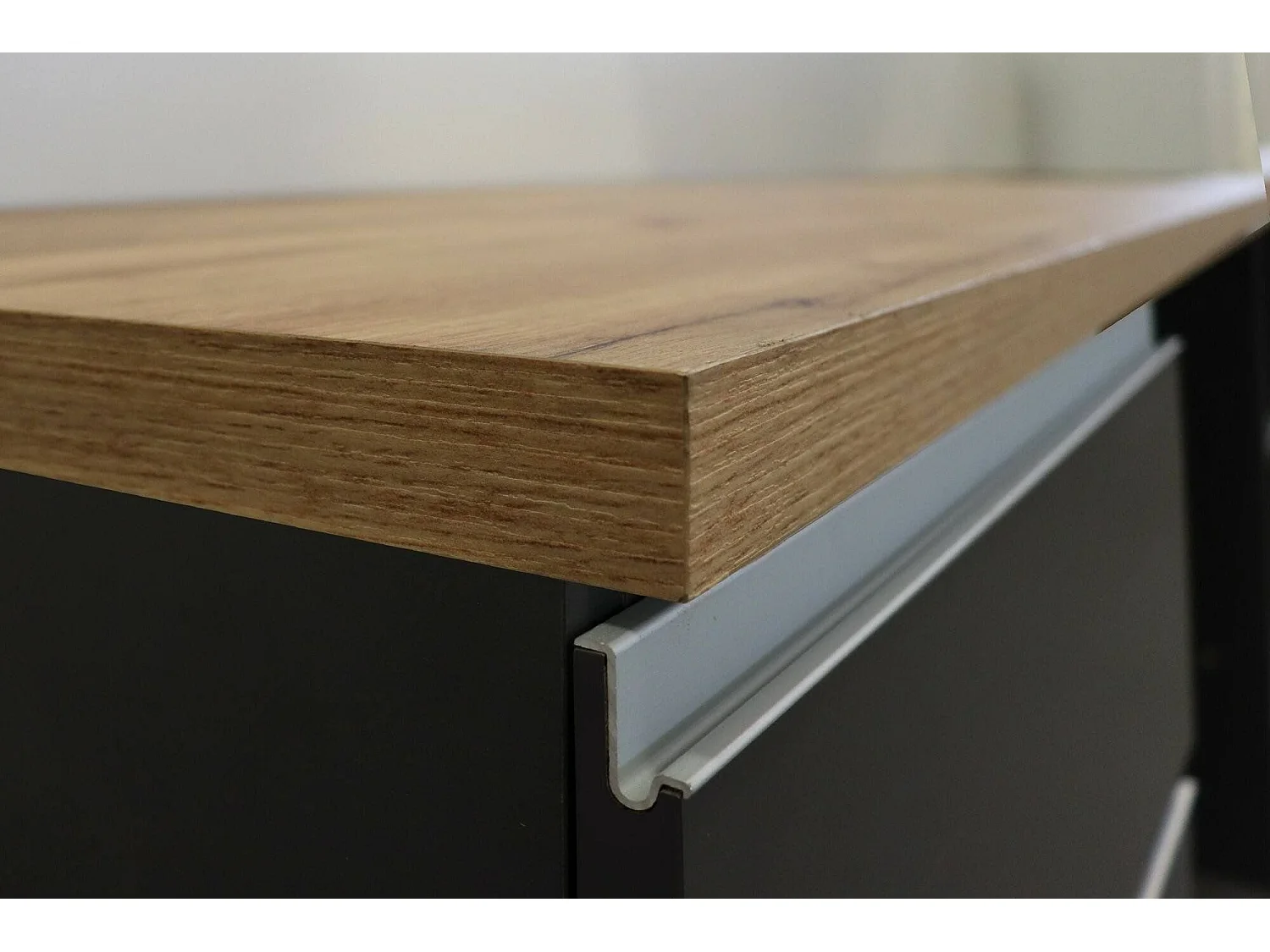 Cozinha completa Dcelient, Conjunto com despensa, Armário de cozinha, Kit de bloco linear, 100% Fabricado em Itália, 255x60h85 cm, Antracite e Carvalho