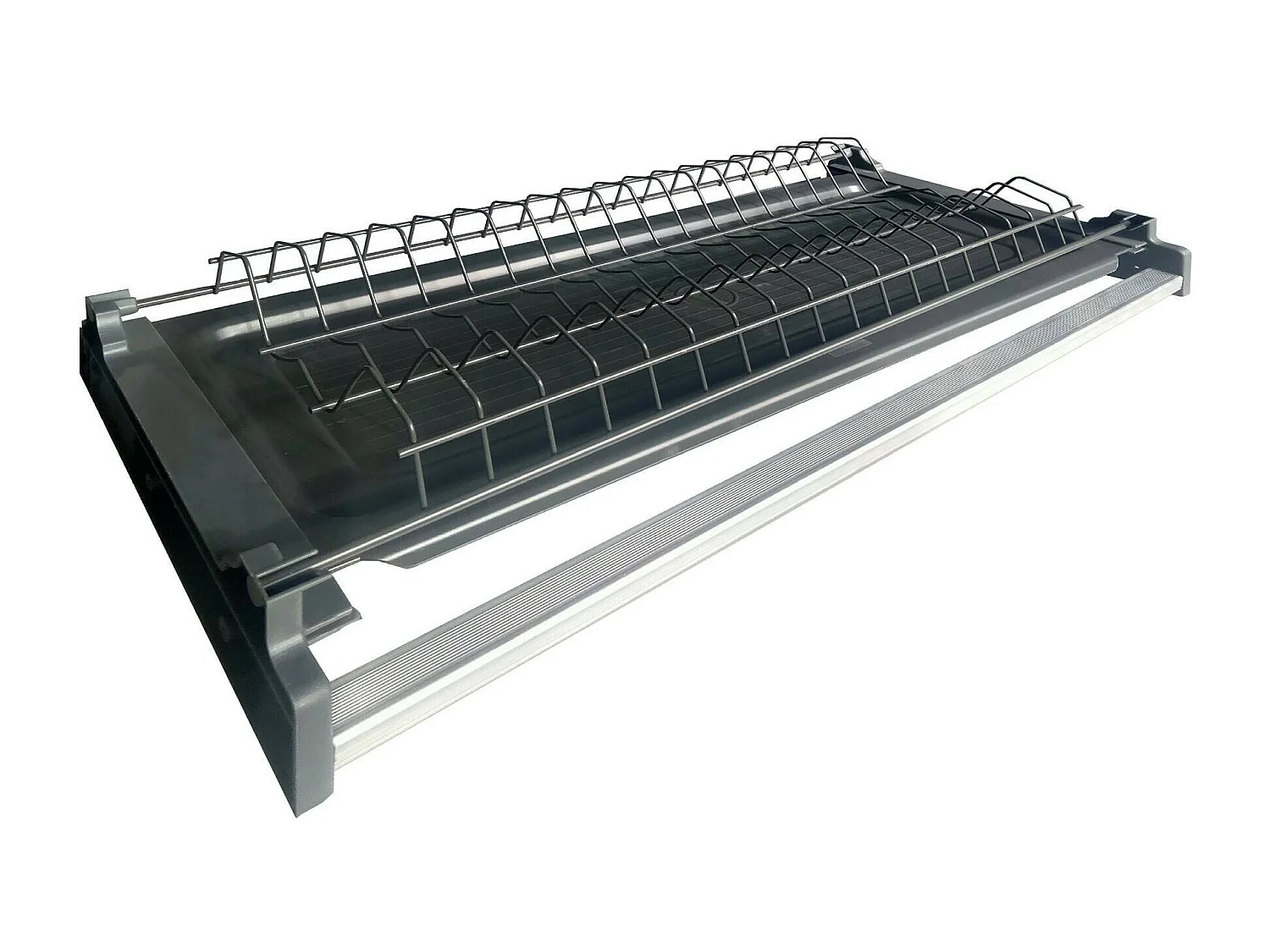 Cuisine complète Dcelient, Ensemble avec garde-manger, Meuble de kitchenette, Kit bloc linéaire, 100% Made in Italy, 255x60h85 cm, Blanc brillant et ardoise