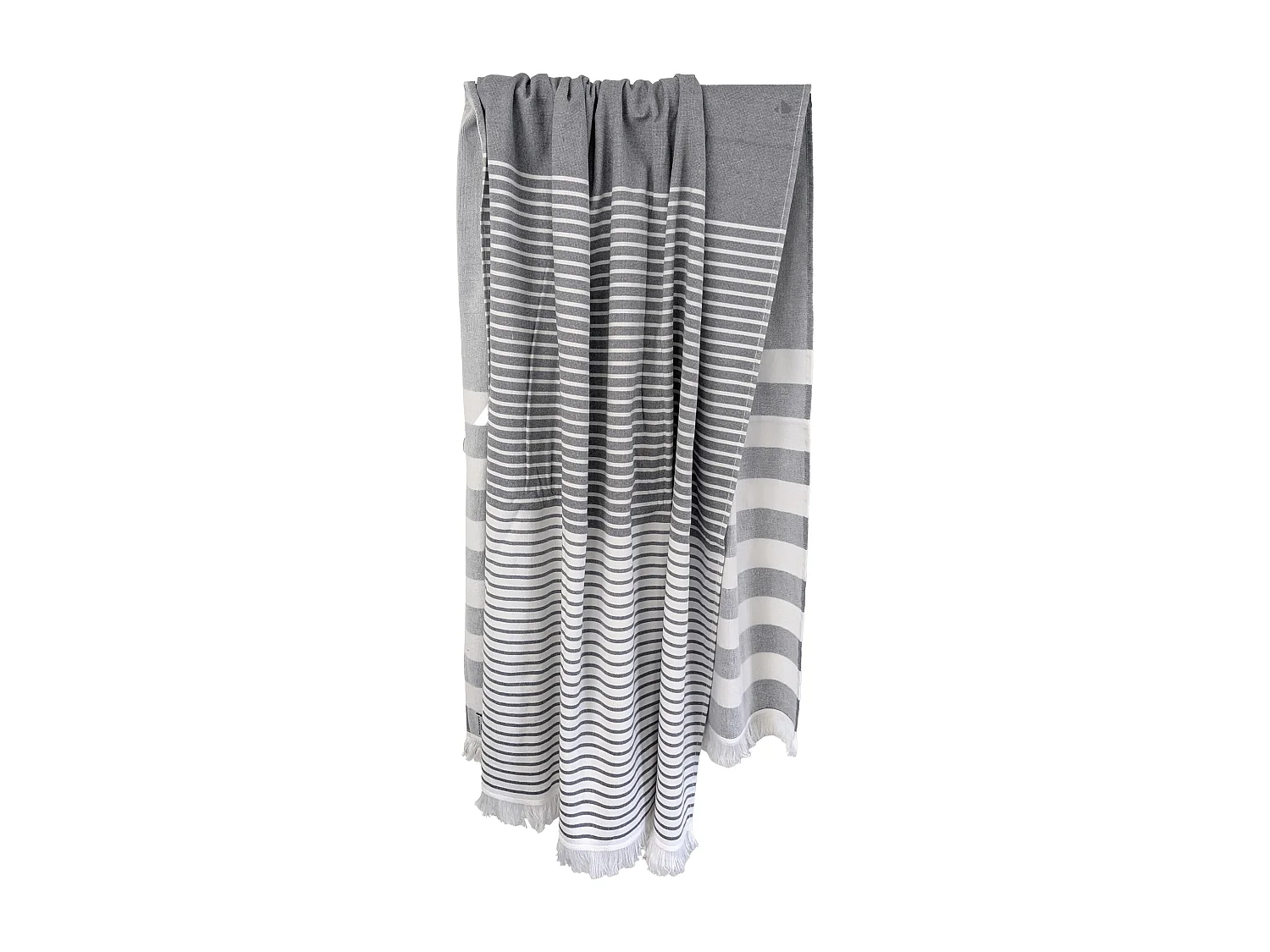 Drap de plage Fouta 100x180 cm coton 290 g/m² LIEPAJA Rayures grises