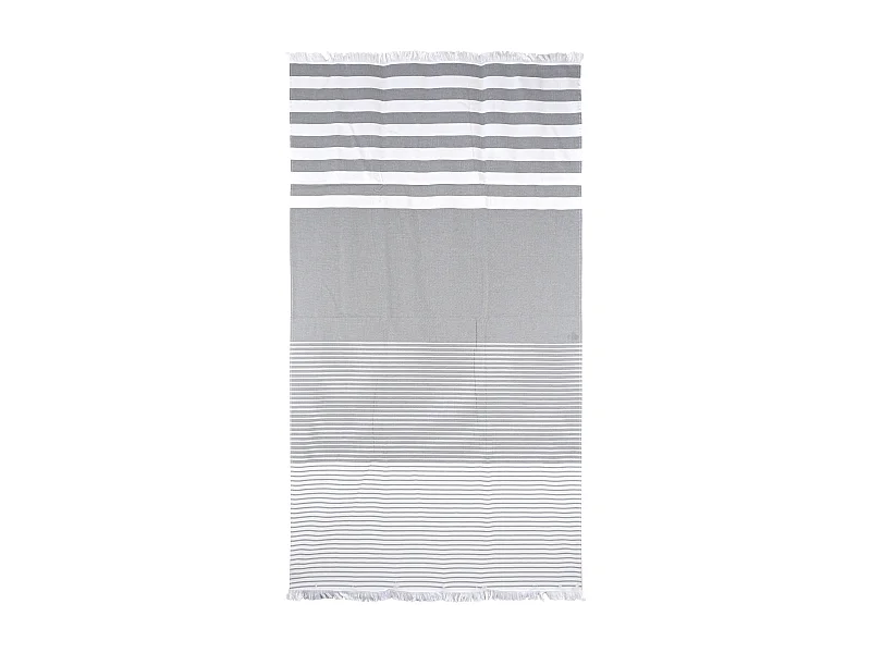 Drap de plage Fouta 100x180 cm coton 290 g/m² LIEPAJA Rayures grises