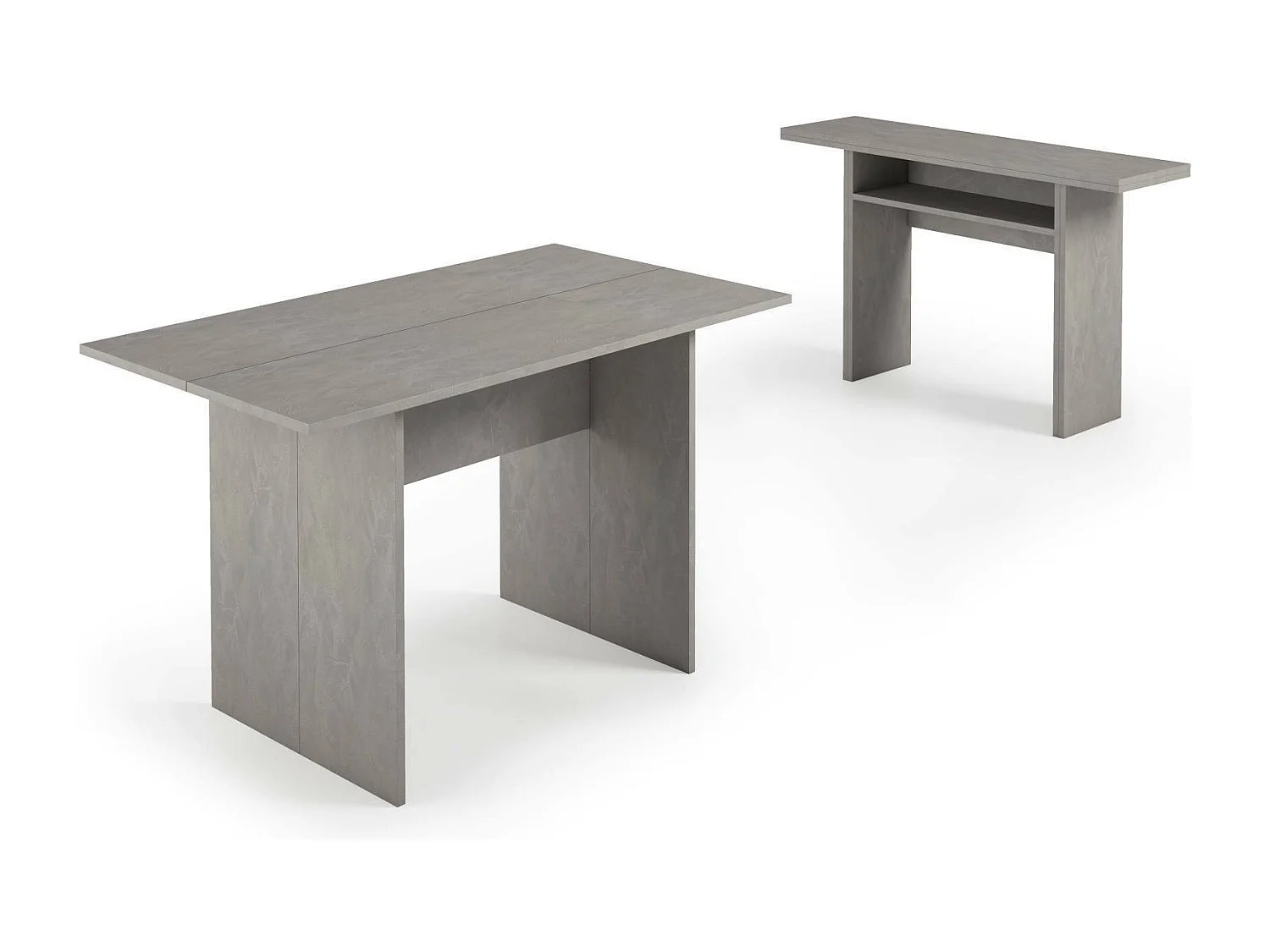 Consola extensível Dbaschirott, Mesa de jantar com abertura rebatível, Consola extensível multiusos, 100% Fabricado em Itália, 120x70h75 cm, Cimento