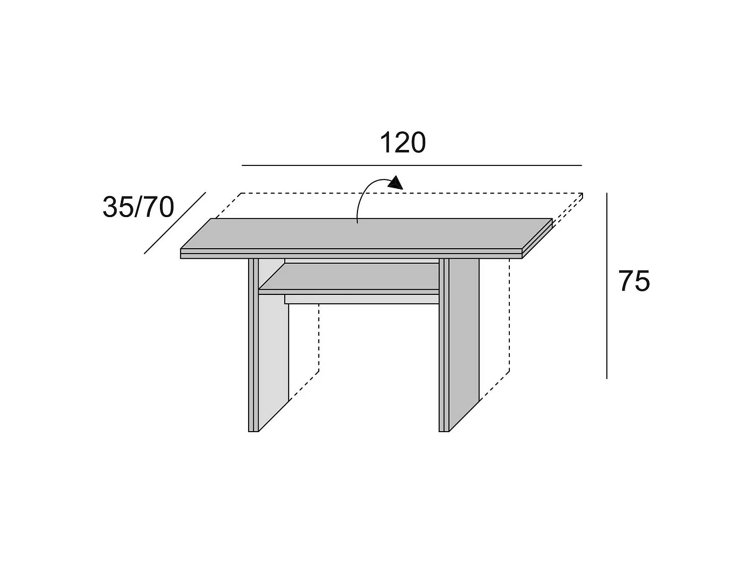 Console extensible lavande, Table à manger avec ouverture pliante, Console polyvalente extensible, 100% Made in Italy, 120x70h75 cm, Ciment