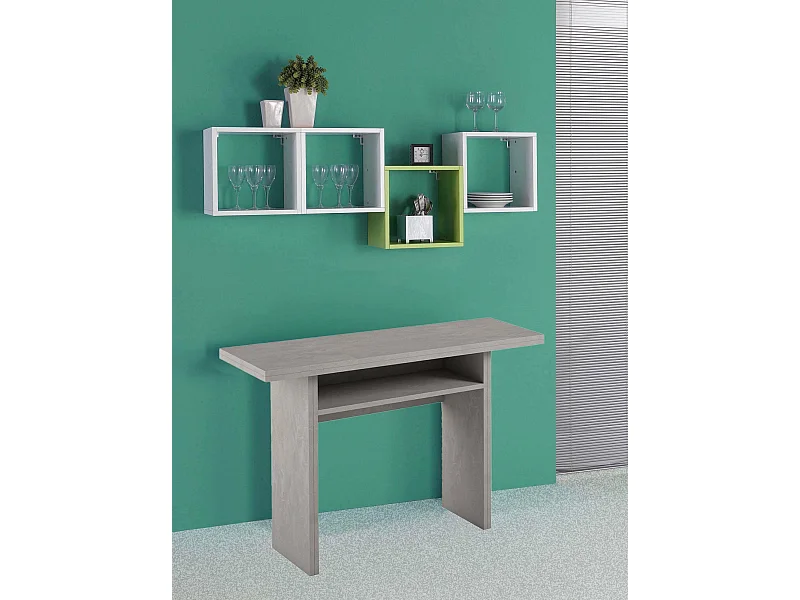 Console extensible lavande, Table à manger avec ouverture pliante, Console polyvalente extensible, 100% Made in Italy, 120x70h75 cm, Ciment