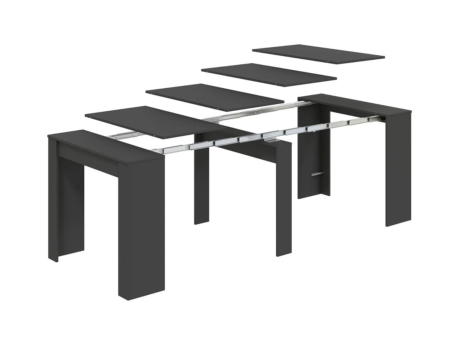 Table console à rallonge Diluna, Table à manger extensible, Table avec rallonges polyvalentes extensible jusqu'à 10 places, 51/237x90h78 cm, Anthracite