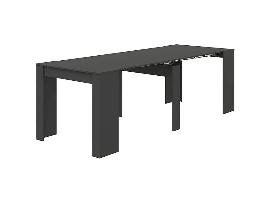 Table console à rallonge Diluna, Table à manger extensible, Table avec rallonges polyvalentes extensible jusqu'à 10 places, 51/237x90h78 cm, Anthracite