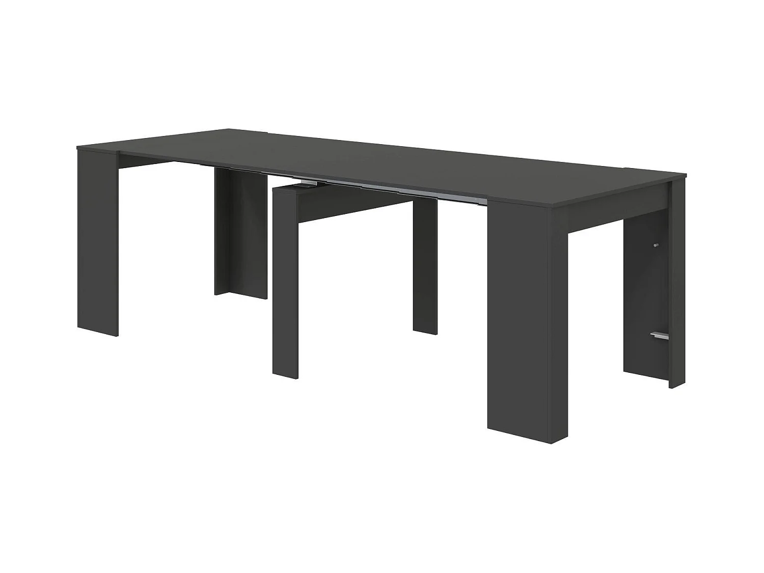 Table console à rallonge Diluna, Table à manger extensible, Table avec rallonges polyvalentes extensible jusqu'à 10 places, 51/237x90h78 cm, Anthracite