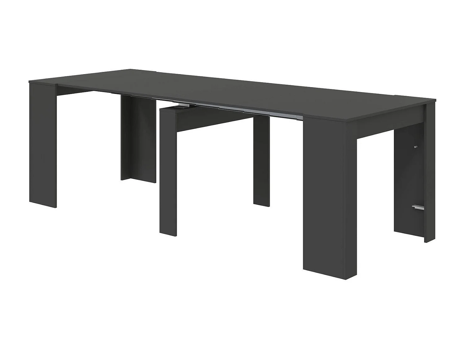 Consola extensível Diluna, Mesa de jantar extensível, Prateleira com extensões multiusos extensíveis até 10 lugares, 51/237x90h78 cm, Antracite