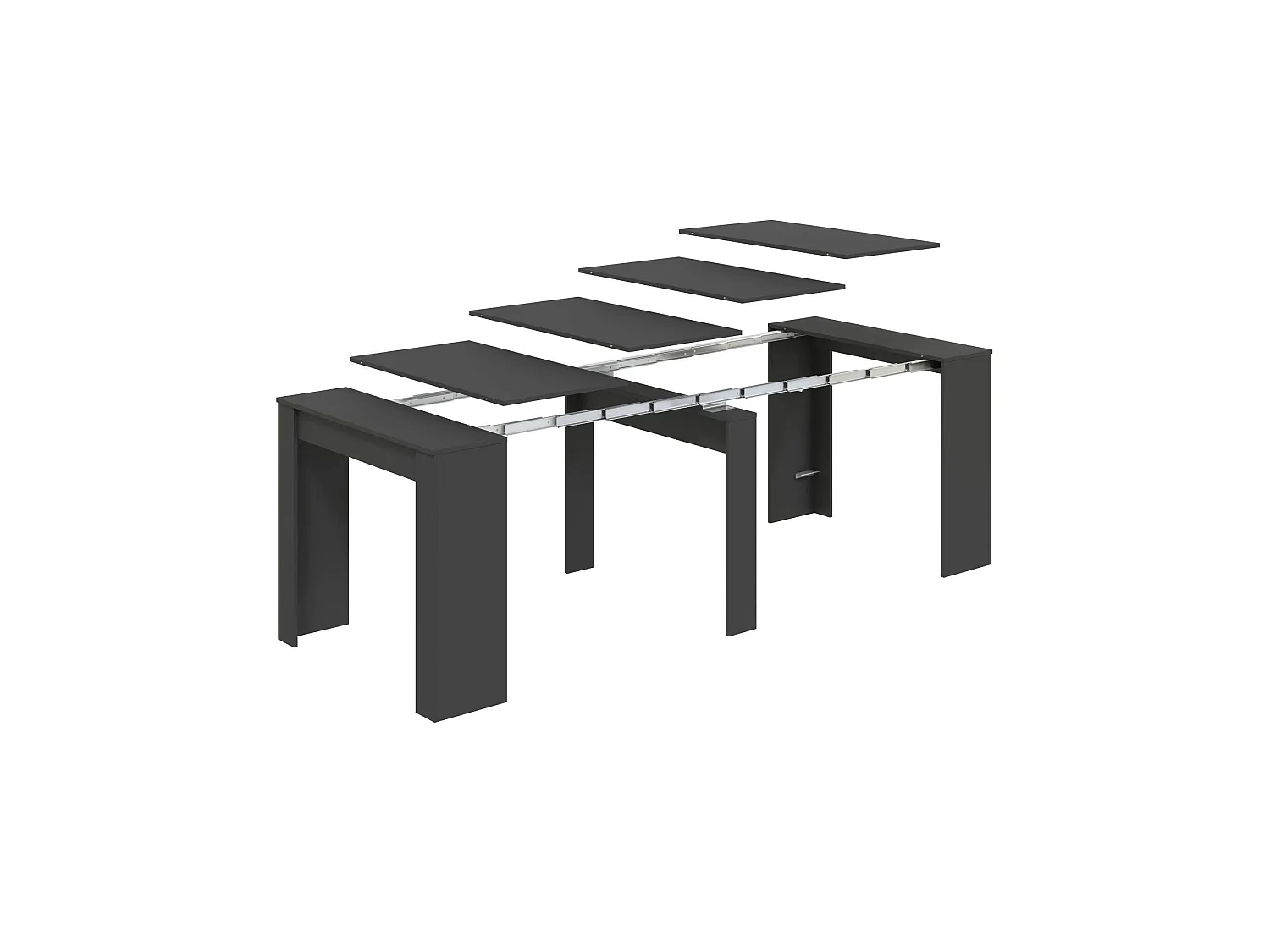 Table console à rallonge Diluna, Table à manger extensible, Table avec rallonges polyvalentes extensible jusqu'à 10 places, 51/237x90h78 cm, Anthracite