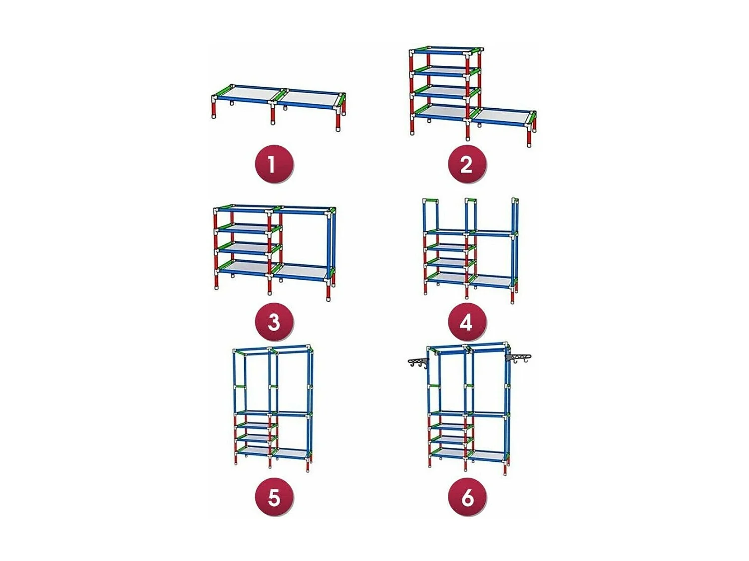 Moderne dubbele stangkapstok met haken, vrijstaande kledingkast, kledingrek, opberggarderobe - 108x36x170cm - zwart