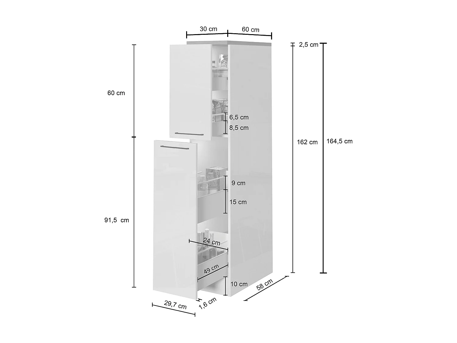 Buffet de Cuisine Dcasiragh, Blanc brillant et chêne