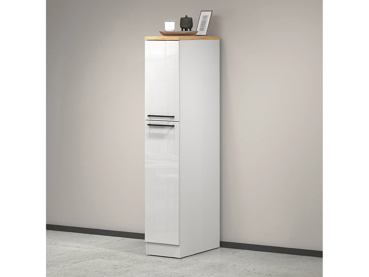 Buffet de Cuisine Dcasiragh, Blanc brillant et chêne