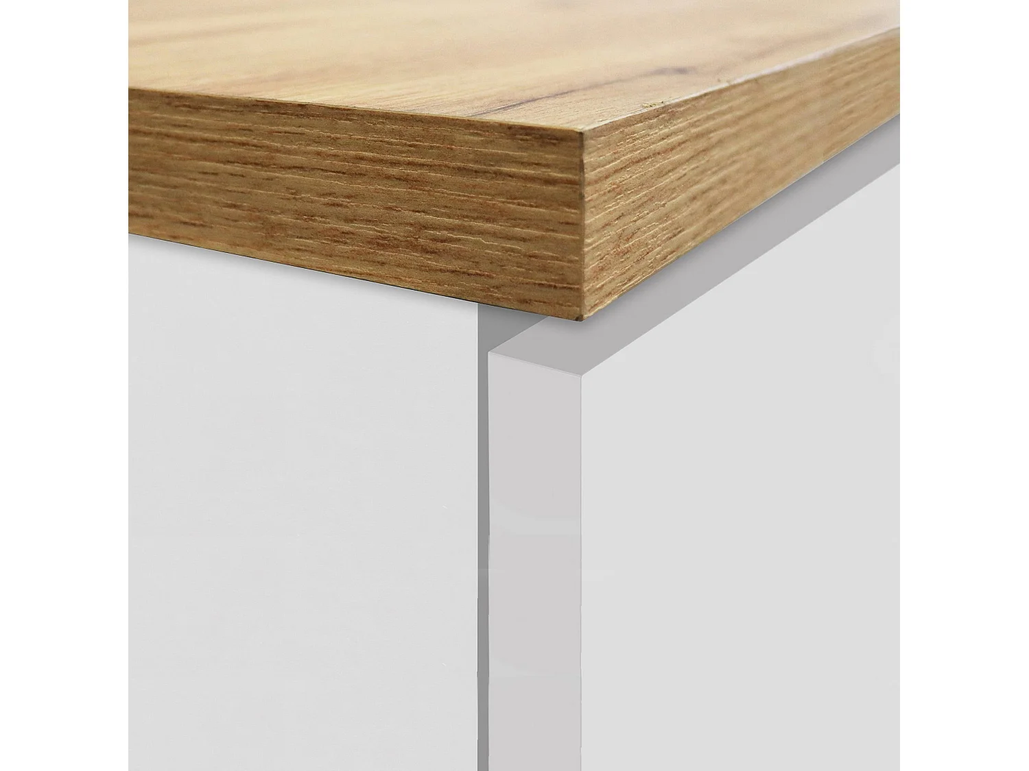 Buffet de Cuisine Dcasiragh, Blanc brillant et chêne