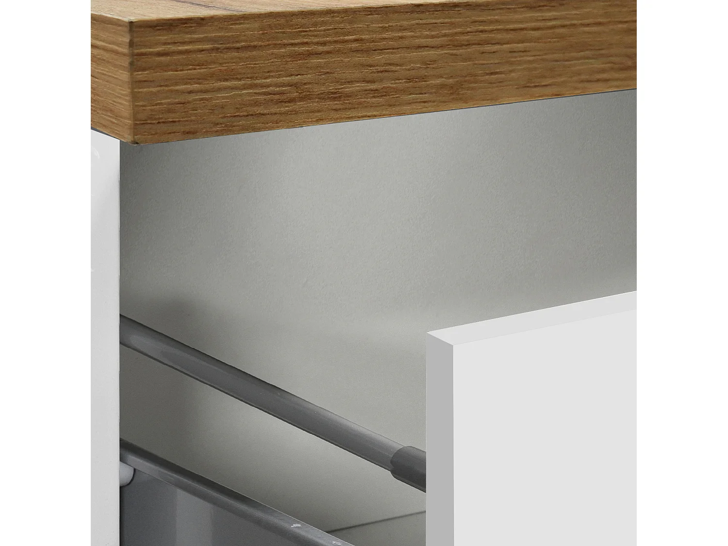 Buffet de Cuisine Dcasiragh, Blanc brillant et chêne