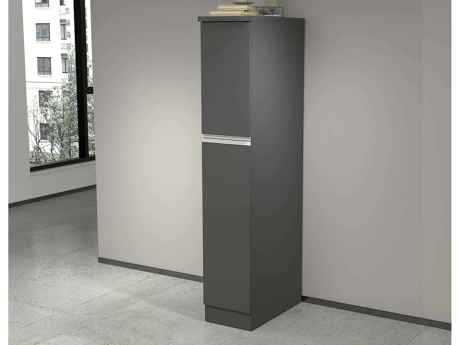 Buffet de Cuisine Dcasiragh Anthracite et Ardoise 30x60x165 cm - Meuble de Rangement Polyvalent, 100% Made in Italy