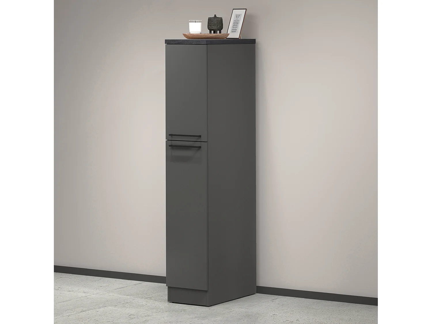 Buffet de Cuisine Dcasiragh Anthracite et Ardoise 30x60x165 cm - Meuble de Rangement Polyvalent, 100% Made in Italy