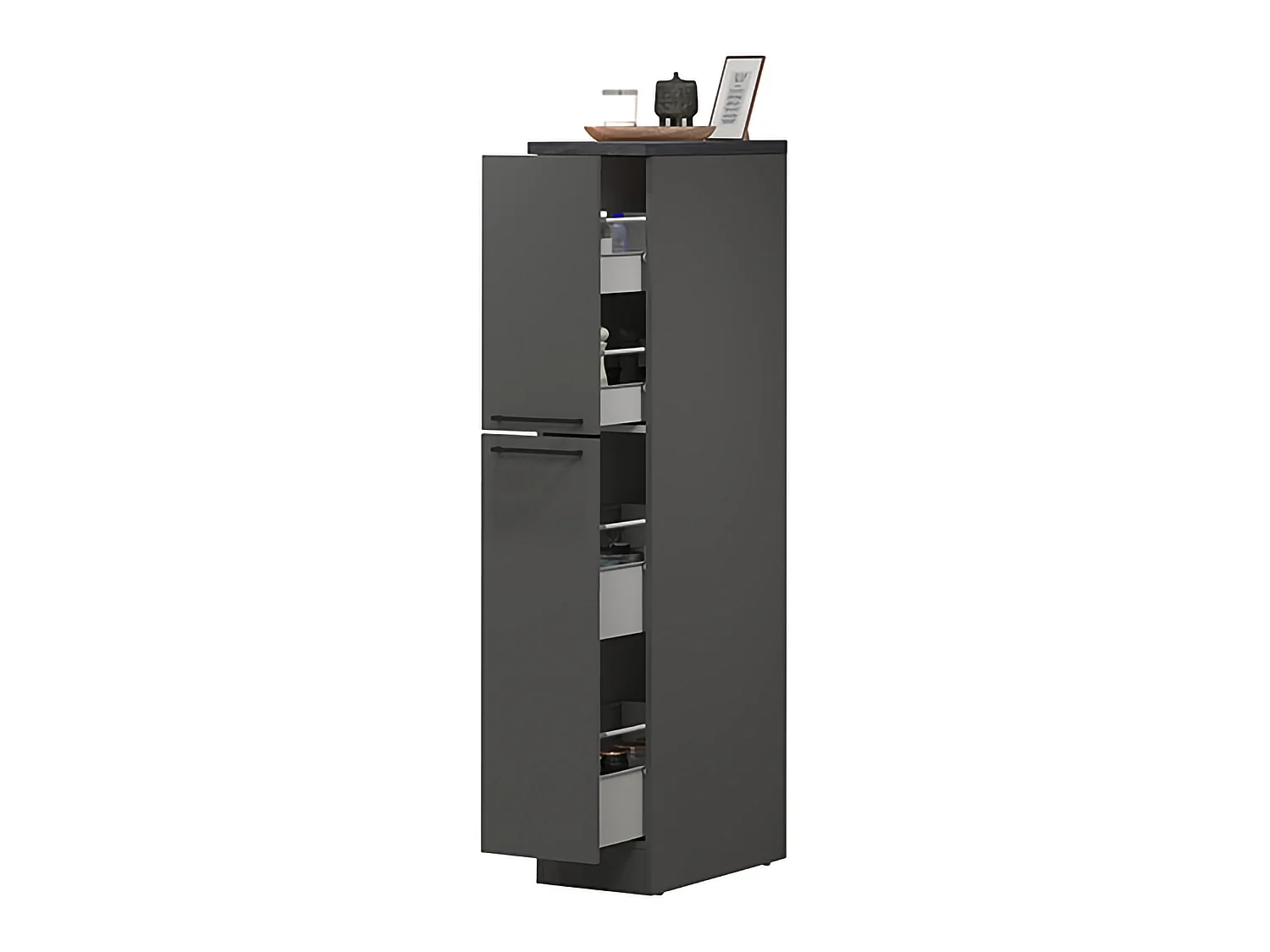 Buffet de Cuisine Dcasiragh Anthracite et Ardoise 30x60x165 cm - Meuble de Rangement Polyvalent, 100% Made in Italy