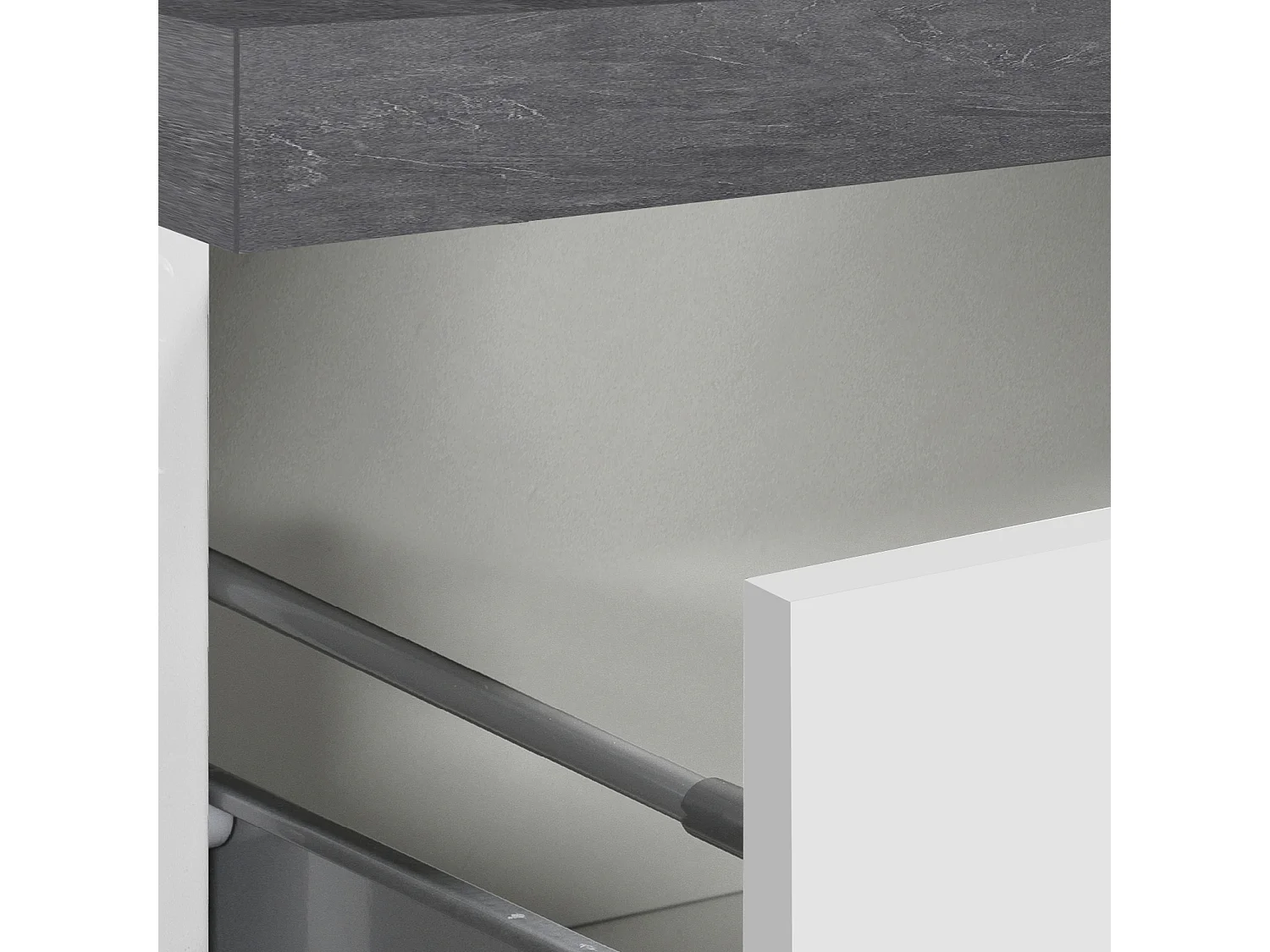 Küchenschrank Dcasiragh, Mehrzweckschrank, Küchenzeile Schrank, Multifunktionales Kühlregal, 100 % Made in Italy, 30 x 60 x 165 cm, glänzendes WeiÃŸ und Schiefer
